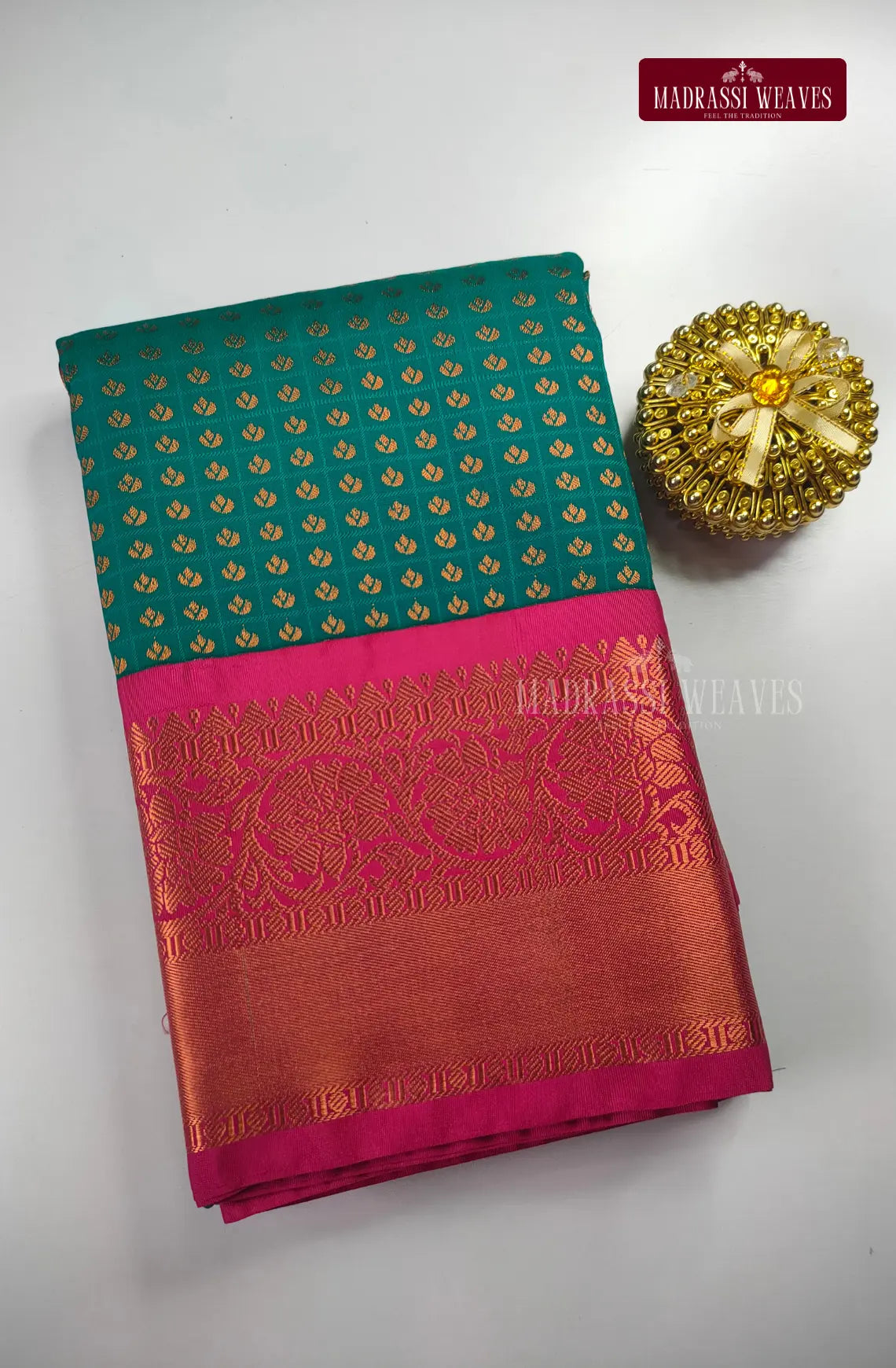 Traditional Ethnic Butta Kanchi Semi Silk Saree - Rama