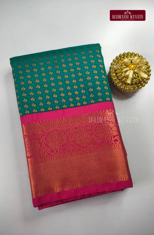 Traditional Ethnic Butta Kanchi Semi Silk Saree - Rama