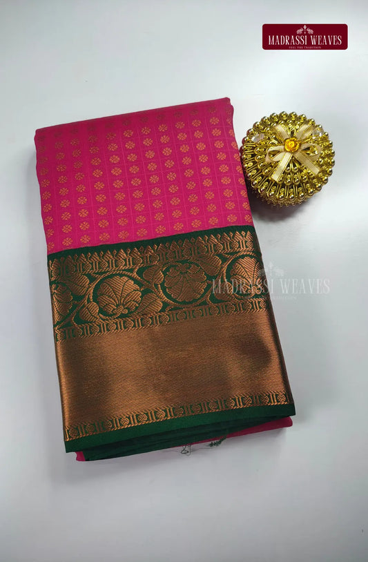 Traditional Ethnic Butta Kanchi Semi Silk Saree - Rani