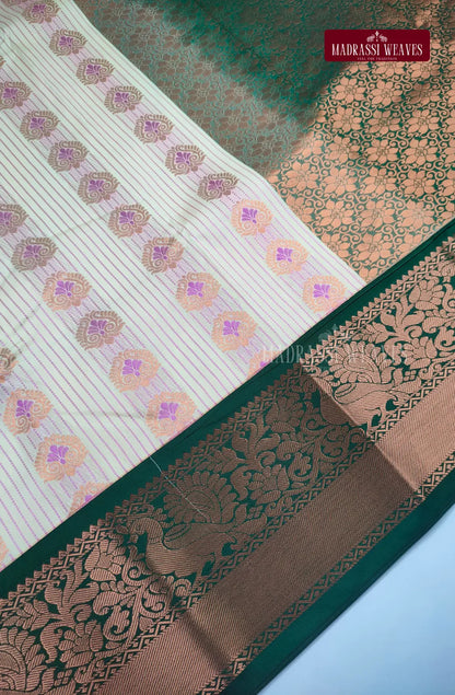 Traditional Kanchi Meena Work Semi Silk Saree - White