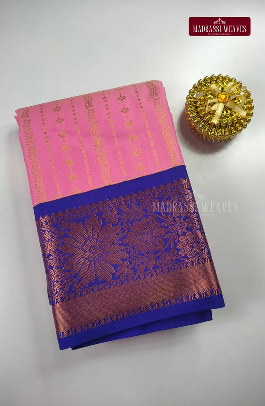 Traditional Kanchi Meena Work Semi Silk Saree - Baby Pink