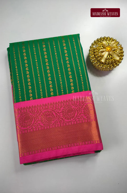 Traditional Kanchi Meena Work Semi Silk Saree - Green