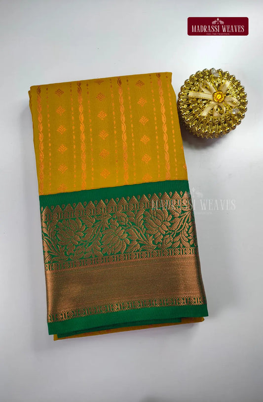 Traditional Kanchi Meena Work Semi Silk Saree - Mustard