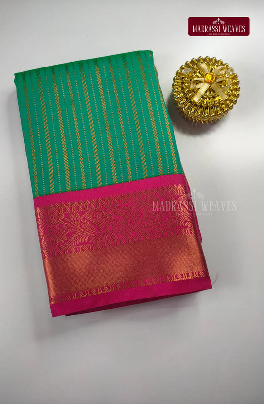 Traditional Kanchi Meena Work Semi Silk Saree - Rama
