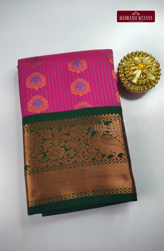 Traditional Kanchi Meena Work Semi Silk Saree - Rani