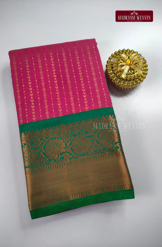 Traditional Kanchi Meena Work Semi Silk Saree - Rose