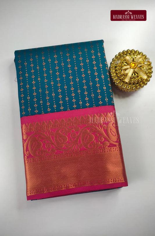 Traditional Kanchi Meena Work Semi Silk Saree - Royal Blue