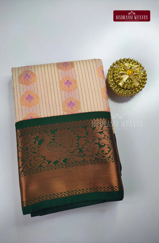 Traditional Kanchi Meena Work Semi Silk Saree - White