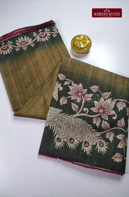 Trending Italian Silk Kalamkari Saree