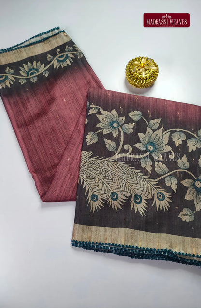 Trending Italian Silk Kalamkari Saree