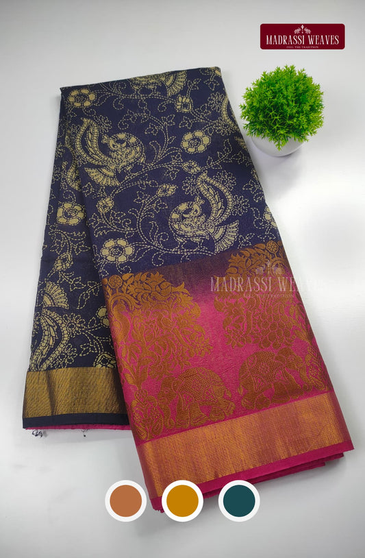 Trendy Floral Print Cotton  Saree