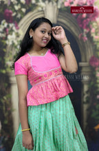 Trendy Functional Wear Fusion Silk pattu Pawada Set - Rexona with Pink