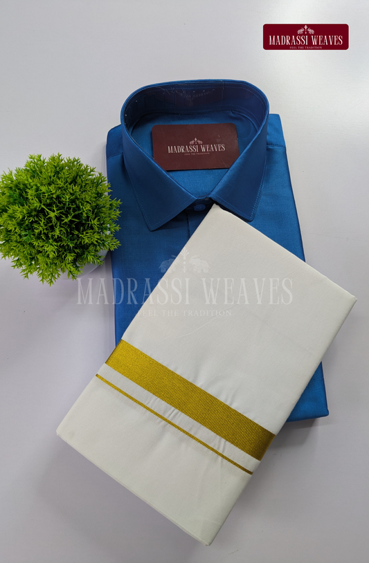 Trendy Men's Dhoti Set - Aqua Blue