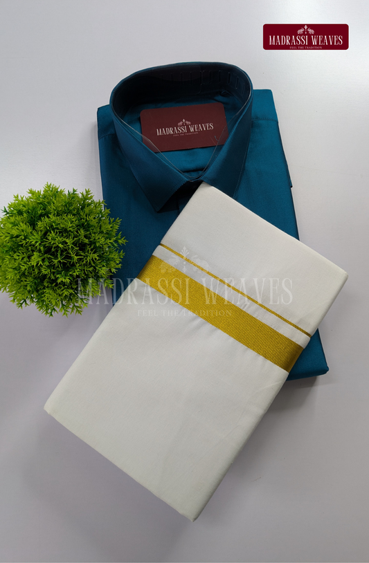 Trendy Men's Dhoti Set - Deep Blue