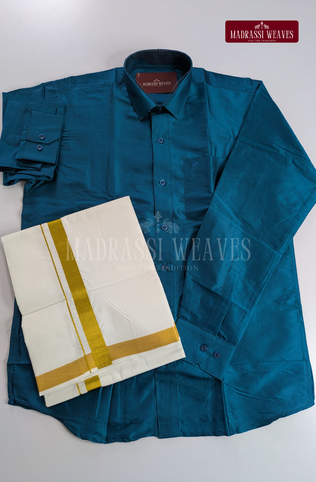 Trendy Men's Dhoti Set - Deep Blue