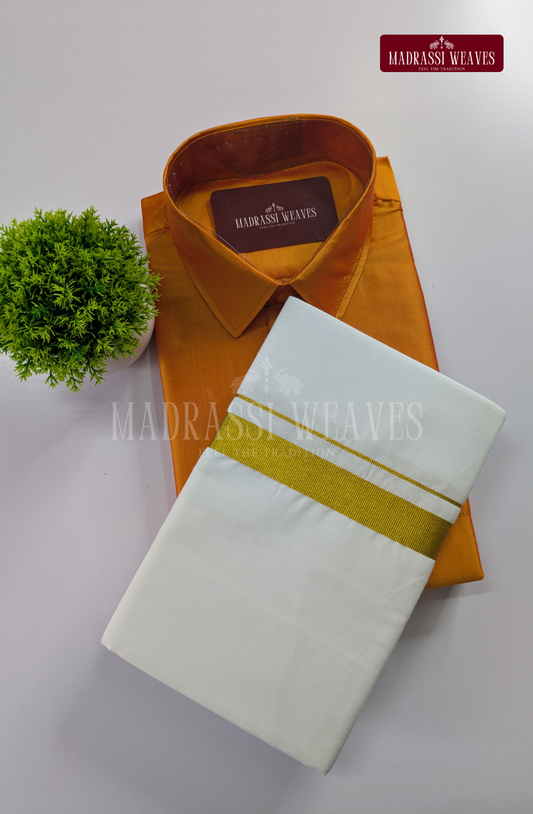 Trendy Men's Dhoti Set - Golden Mustard