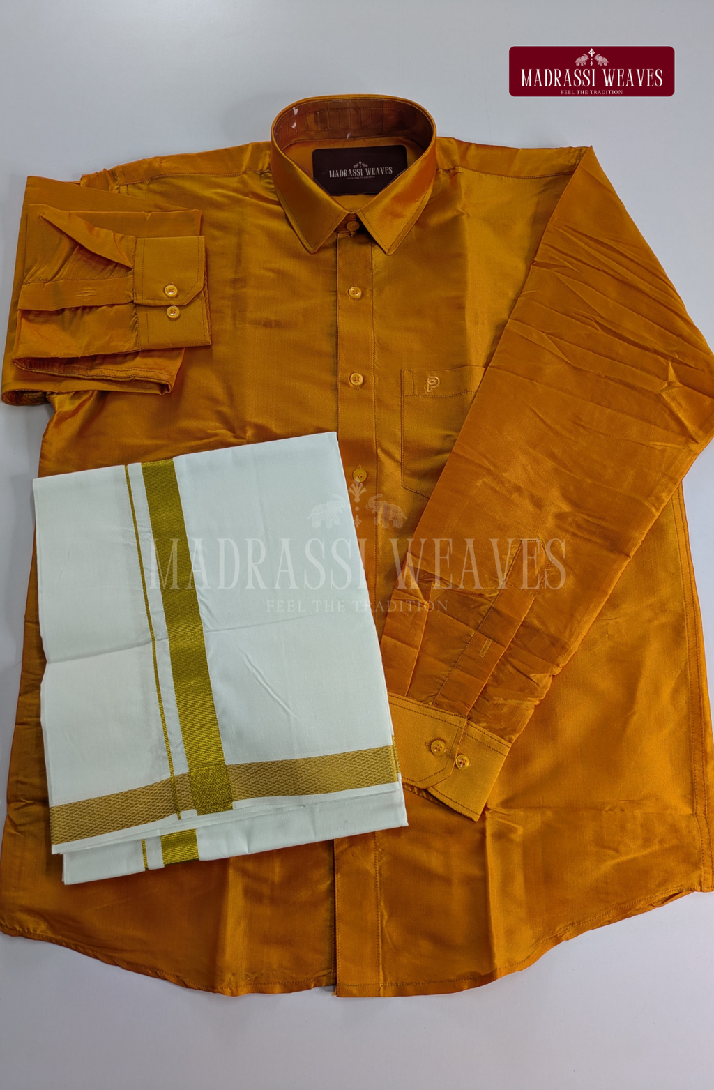 Trendy Men's Dhoti Set - Golden Mustard
