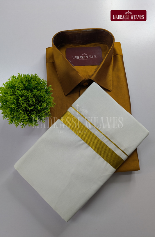 Trendy Men's Dhoti Set - Mustard