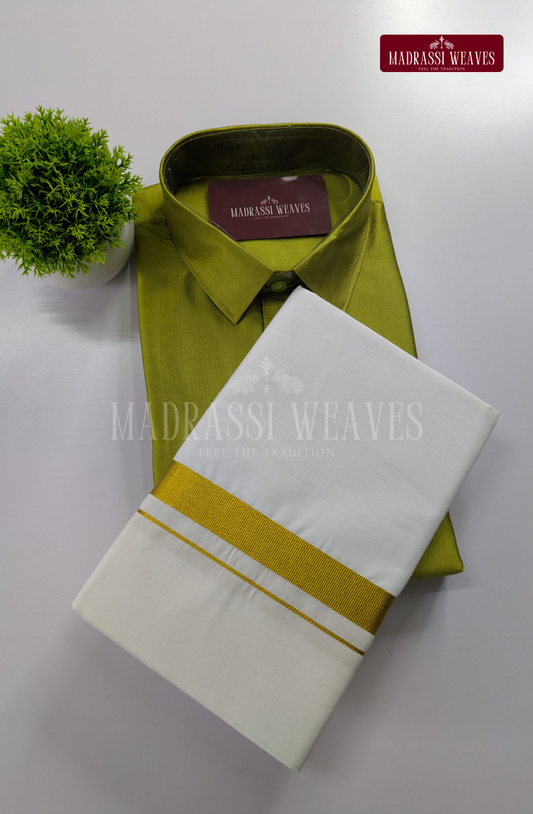 Trendy Men’s Dhoti Set – Olive Green