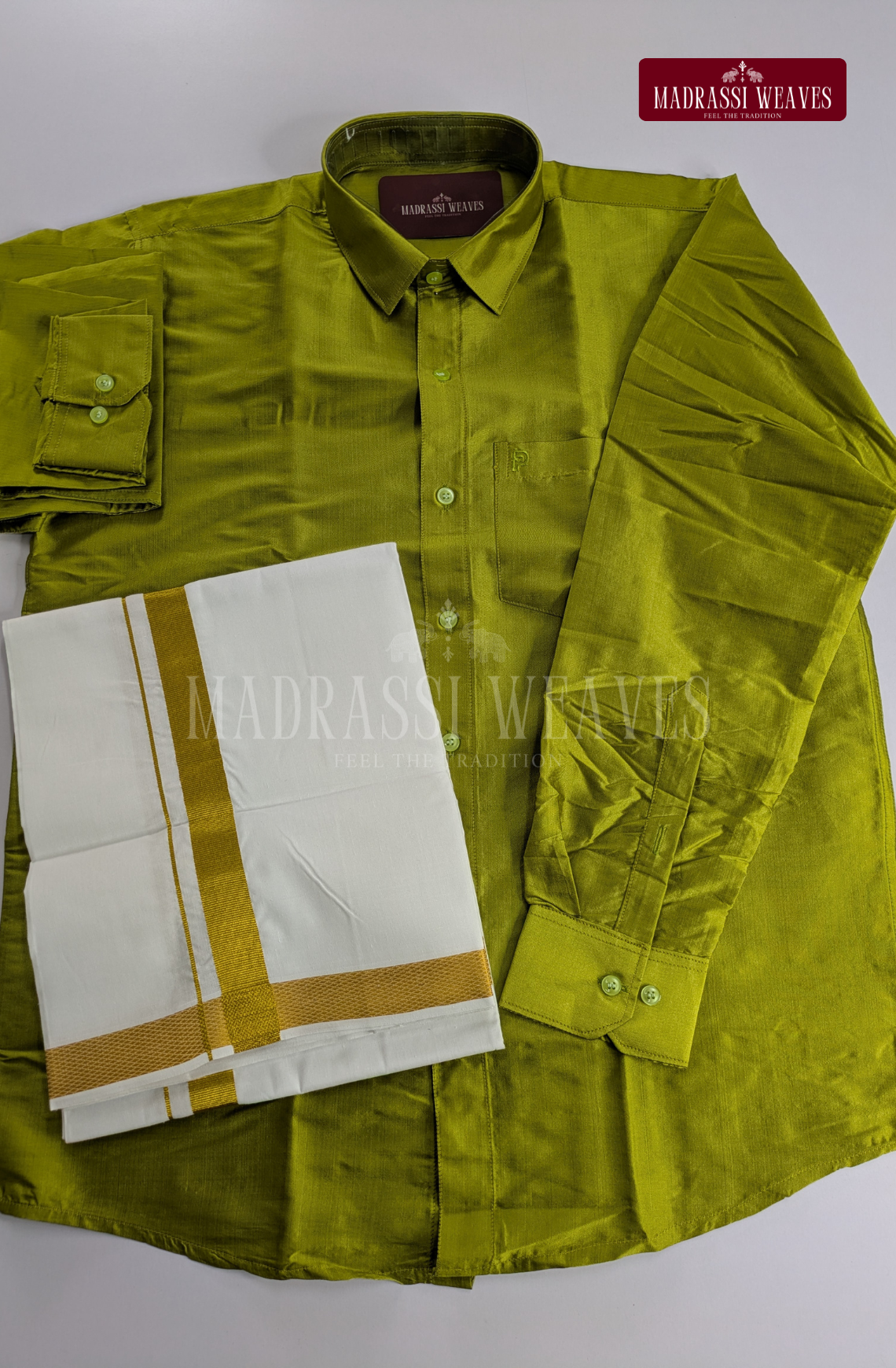 Trendy Men’s Dhoti Set – Olive Green