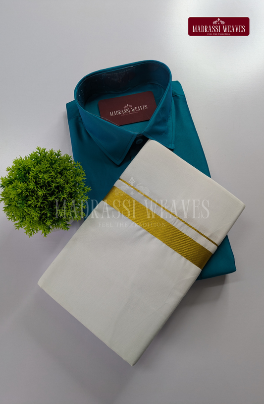 Trendy Men's Dhoti Set - Peacock Blue