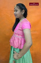 Trendy Functional Wear Fusion Silk pattu Pawada Set - Rexona with Pink