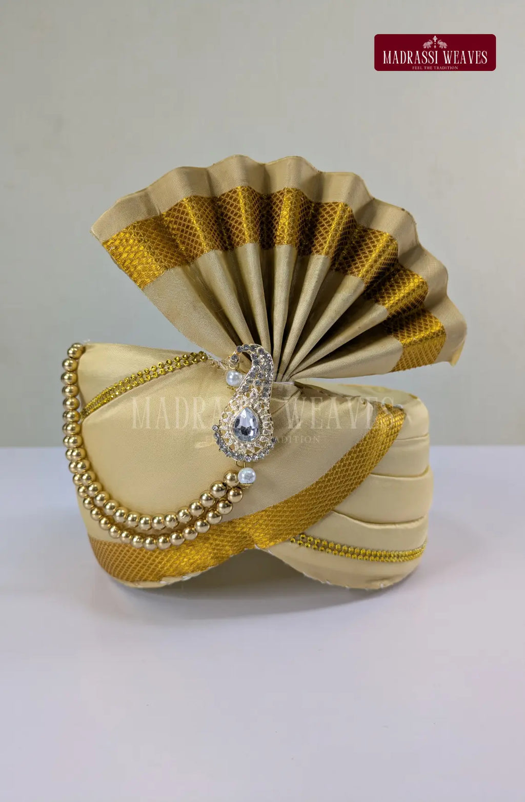 Luxury Aari Work Wedding Silk Dhoti Set (HandCrafted) -(DESPATCH TIME 15 DAYS)