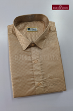 Textured Weave Japan Silk Dhoti Set - Sand Stone