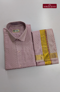 Textured Weave Japan Silk Dhoti Set - Petal Pink