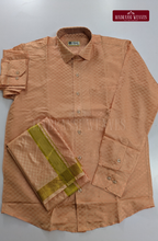 Textured Weave Japan Silk Dhoti Set - Copper