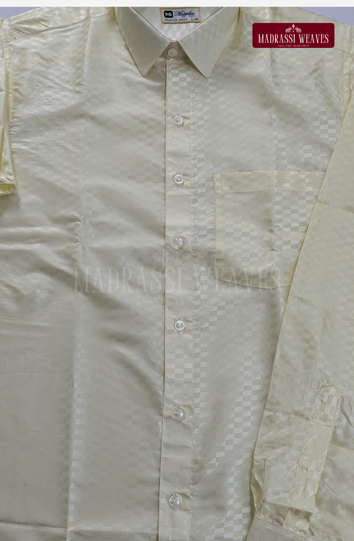 Textured Weave Japan Silk Dhoti Set - White