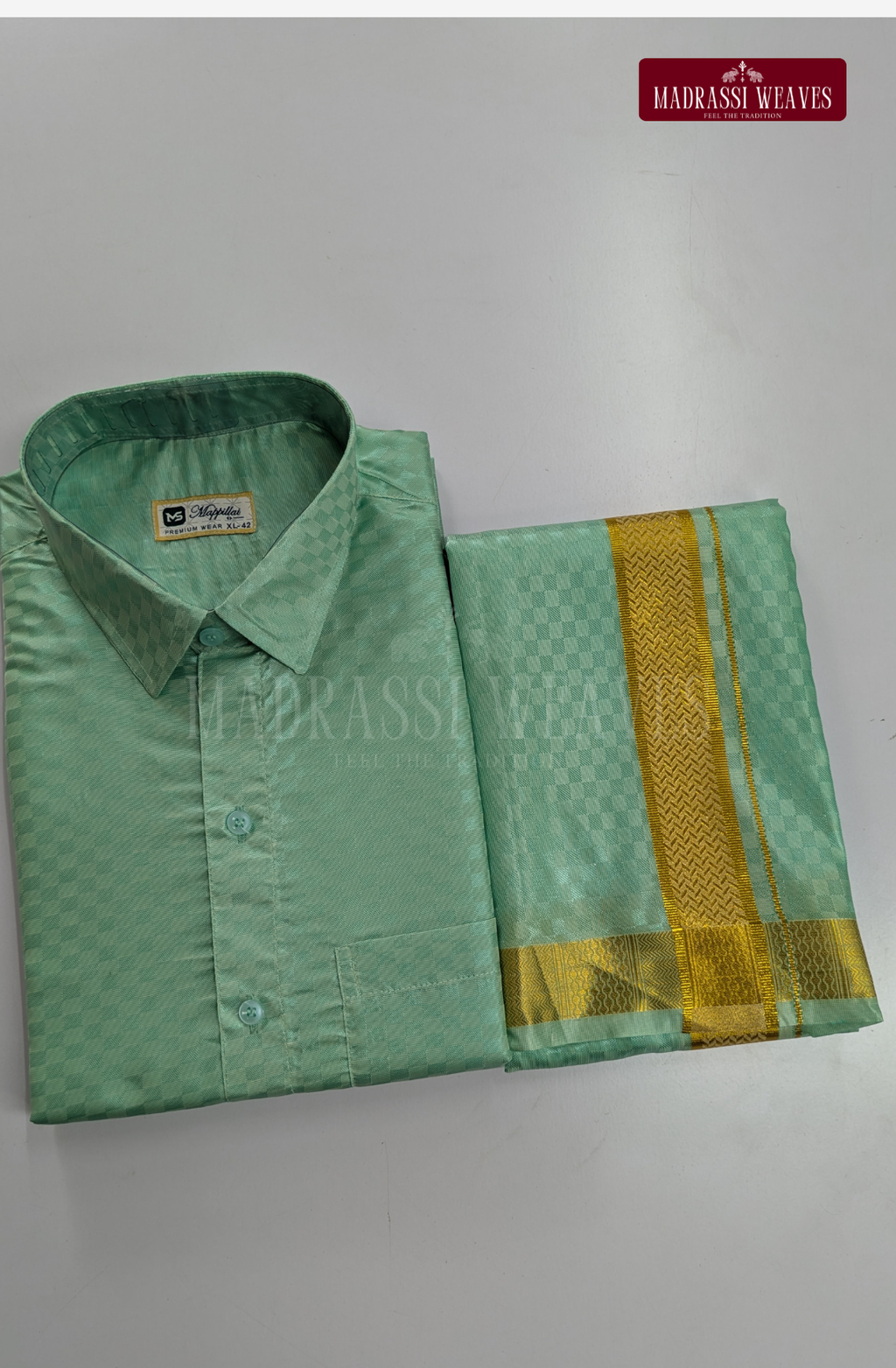 Textured Weave Japan Silk Dhoti Set - Rexona