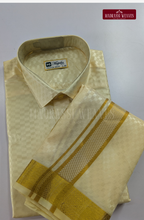 Textured Weave Japan Silk Dhoti Set - Off White