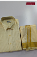 Textured Weave Japan Silk Dhoti Set - Off White