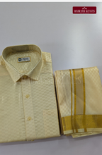 Textured Weave Japan Silk Dhoti Set - Off White