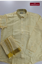 Textured Weave Japan Silk Dhoti Set - Off White