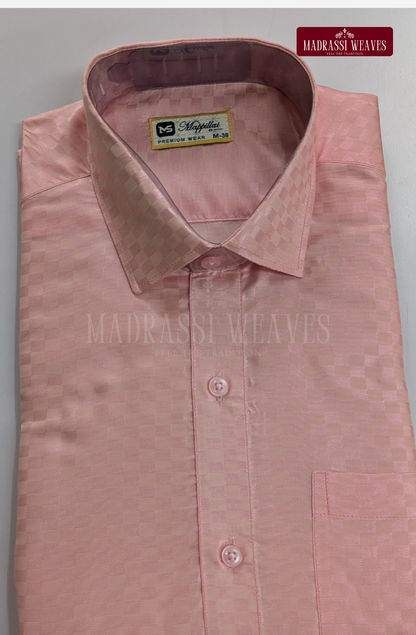 Textured Weave Japan Silk Dhoti Set - Pink