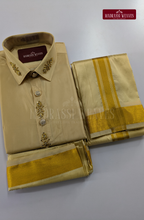 Luxury Aari Work Wedding Silk Dhoti Set 4 (HandCrafted) -(DESPATCH TIME 15 DAYS)