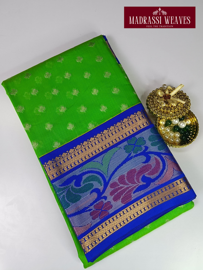 • Fabric: - Premium Cotton • Saree Length: 5.5 mts • Blouse: - Attached (0.8 mts) • Weight: - Approx 500g