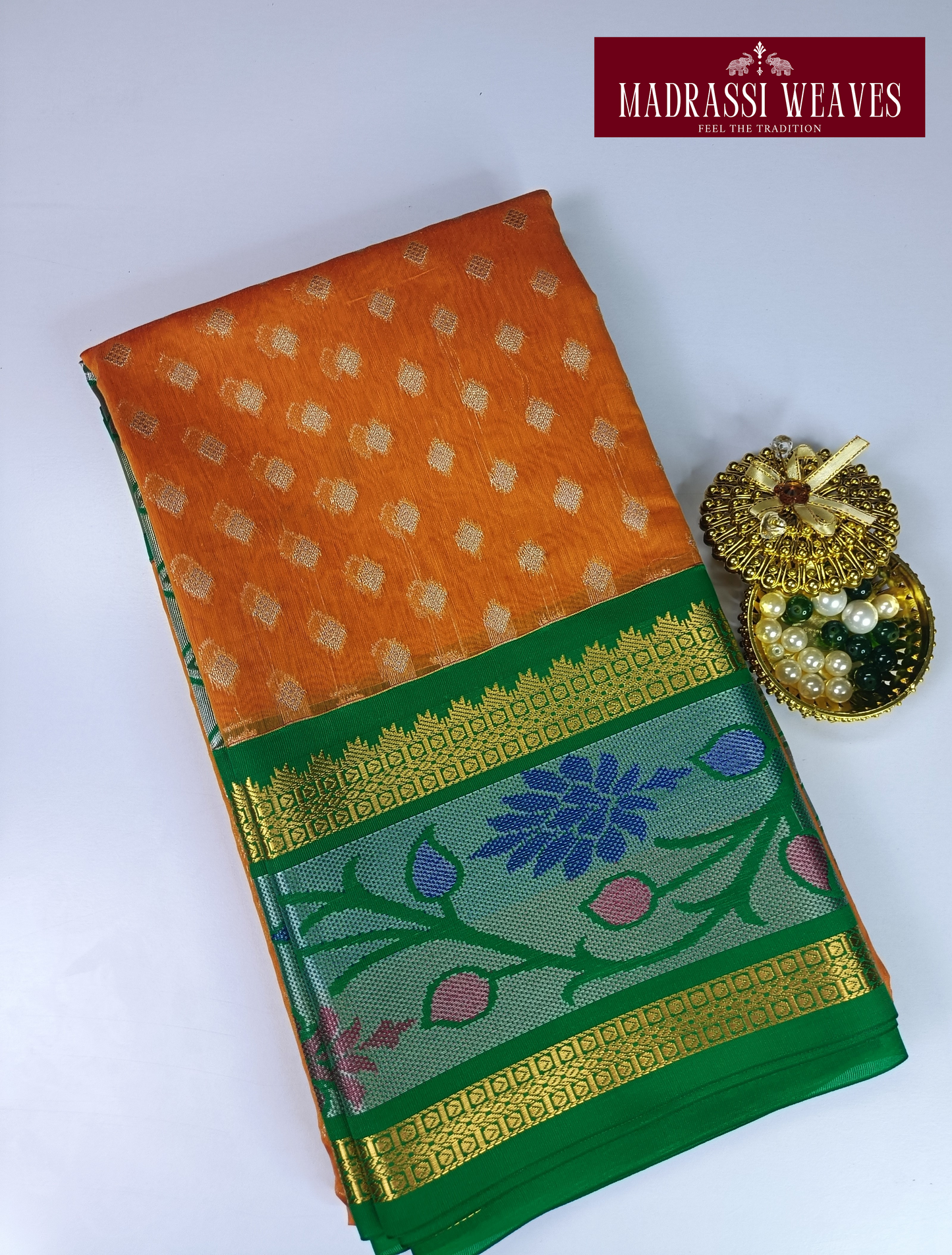 • Fabric: - Premium Cotton • Saree Length: 5.5 mts • Blouse: - Attached (0.8 mts) • Weight: - Approx 500g