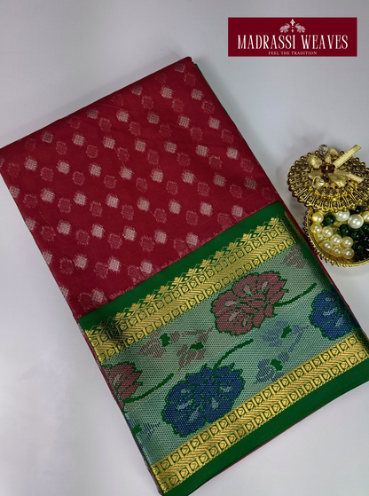• Fabric: - Premium Cotton • Saree Length: 5.5 mts • Blouse: - Attached (0.8 mts) • Weight: - Approx 500g