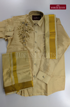Luxury Aari Work Wedding Silk Dhoti Set 6 (HandCrafted) -(DESPATCH TIME 15 DAYS)