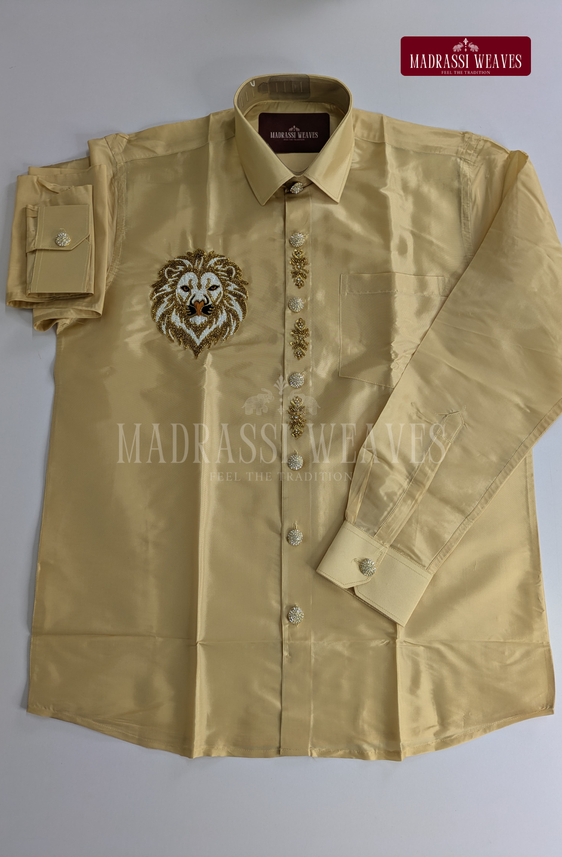 Luxury Aari Work Wedding Silk Shirt 10 (HandCrafted) - (DESPATCH TIME 15 DAYS)