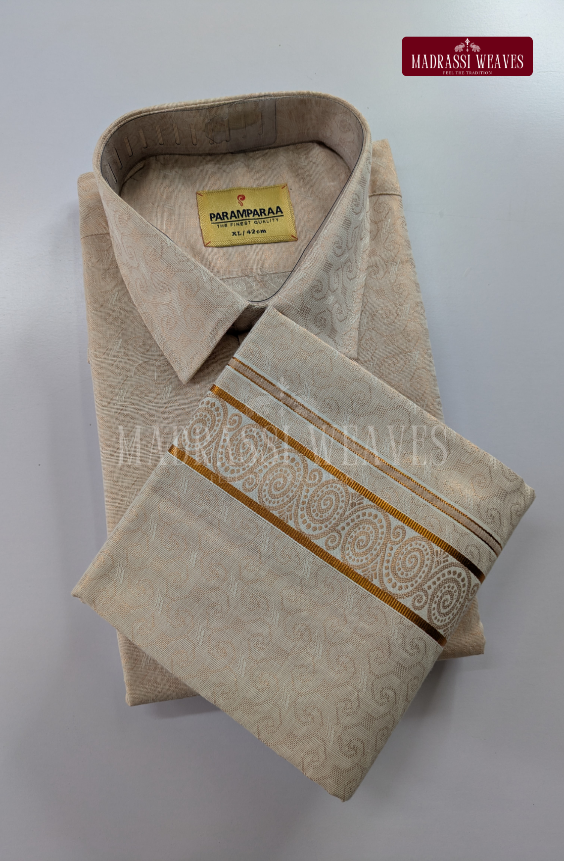 Wedding Zari Brocade  Shirt and Dhoti Set - 7