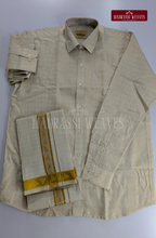 Wedding Zari Brocade  Shirt and Dhoti Set - Rose Gold