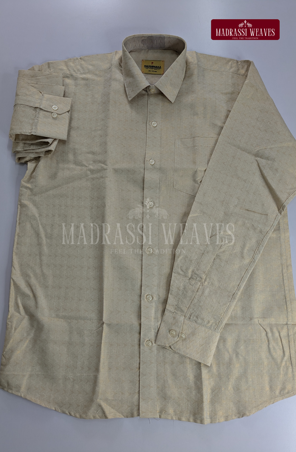 Wedding Zari Brocade  Shirt and Dhoti Set - Rose Gold
