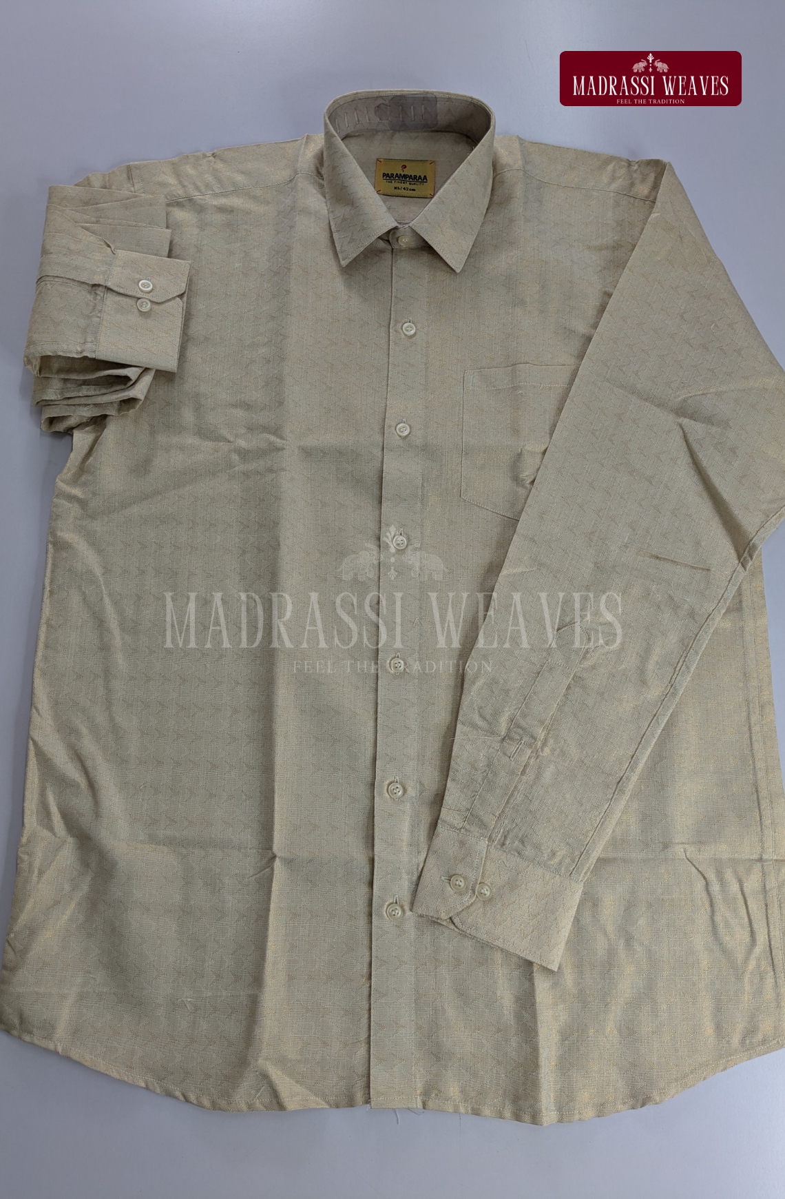 Wedding Zari Brocade  Shirt and Dhoti Set - Rose Gold