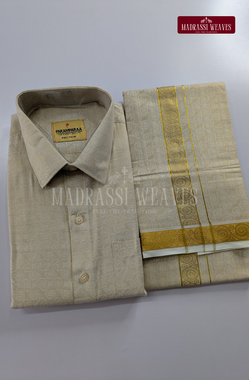 Wedding Zari Brocade  Shirt and Dhoti Set - 9