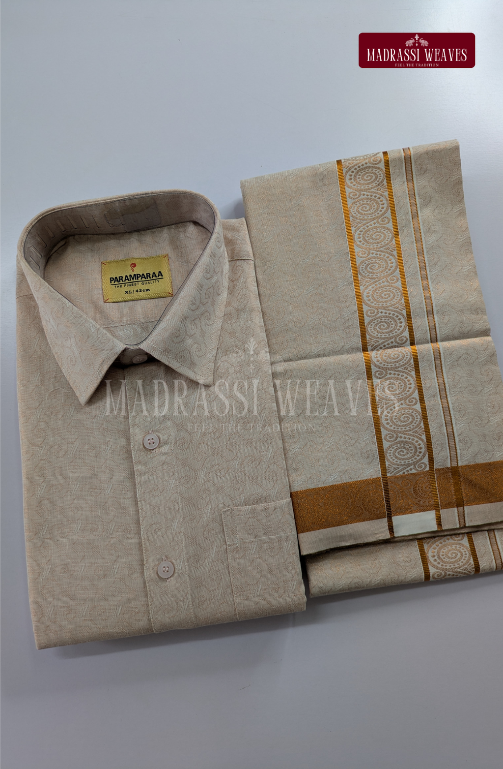 Wedding Zari Brocade  Shirt and Dhoti Set - 7