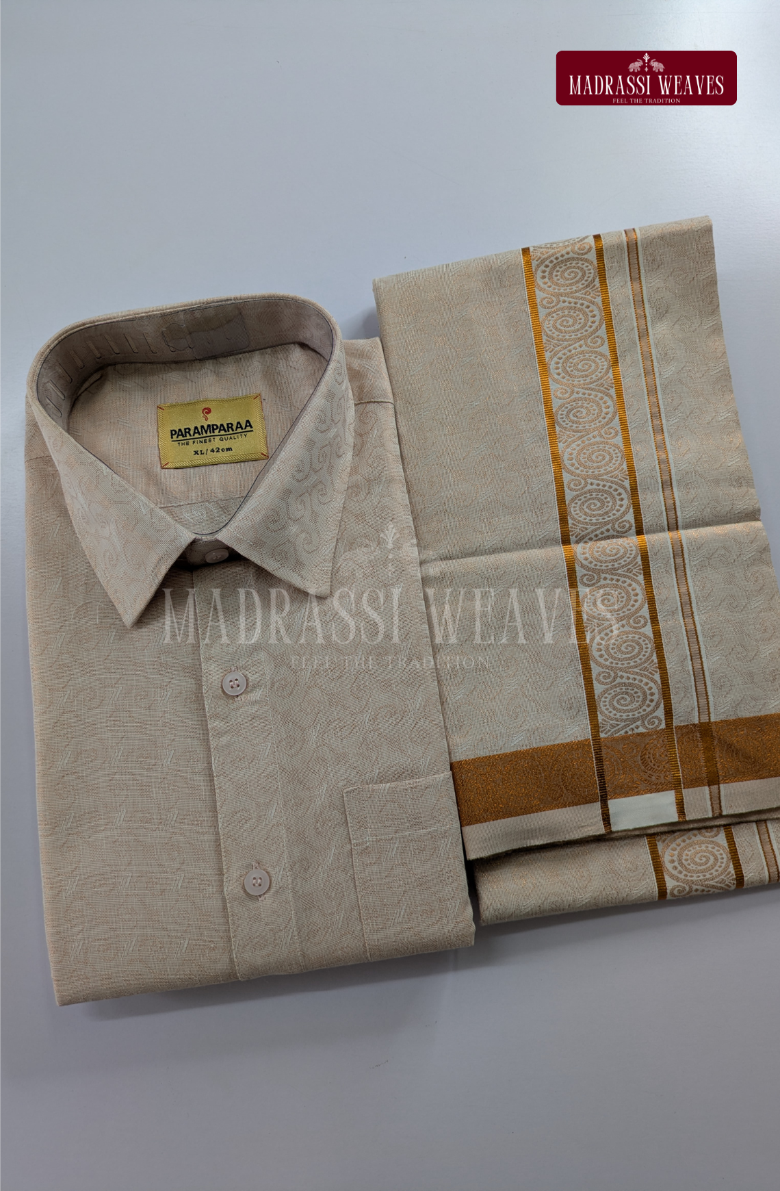 Wedding Zari Brocade  Shirt and Dhoti Set - 7